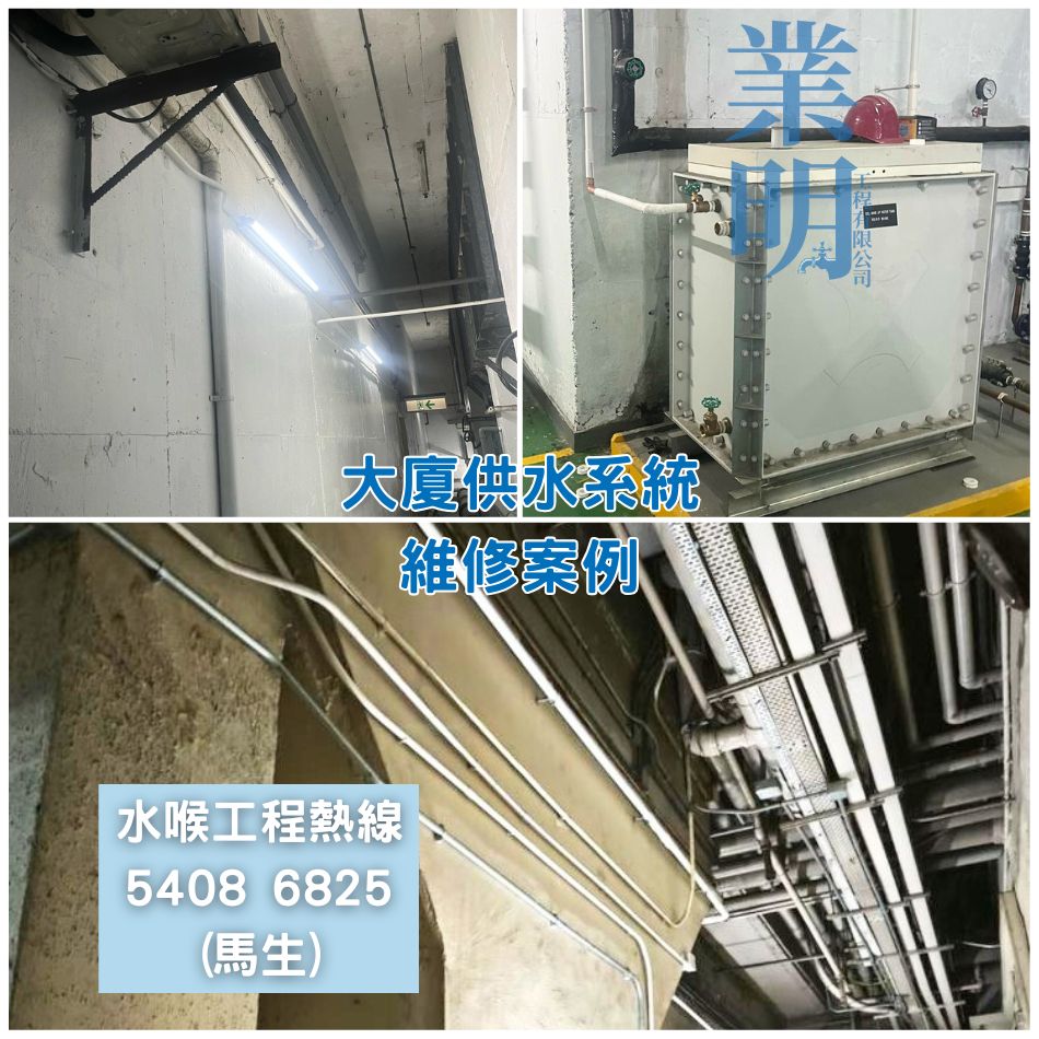 大廈更換維修供食水供水喉工程-有關案例參考-水務署認可一級水喉匠-水喉工程公司-大廈供水系統維修